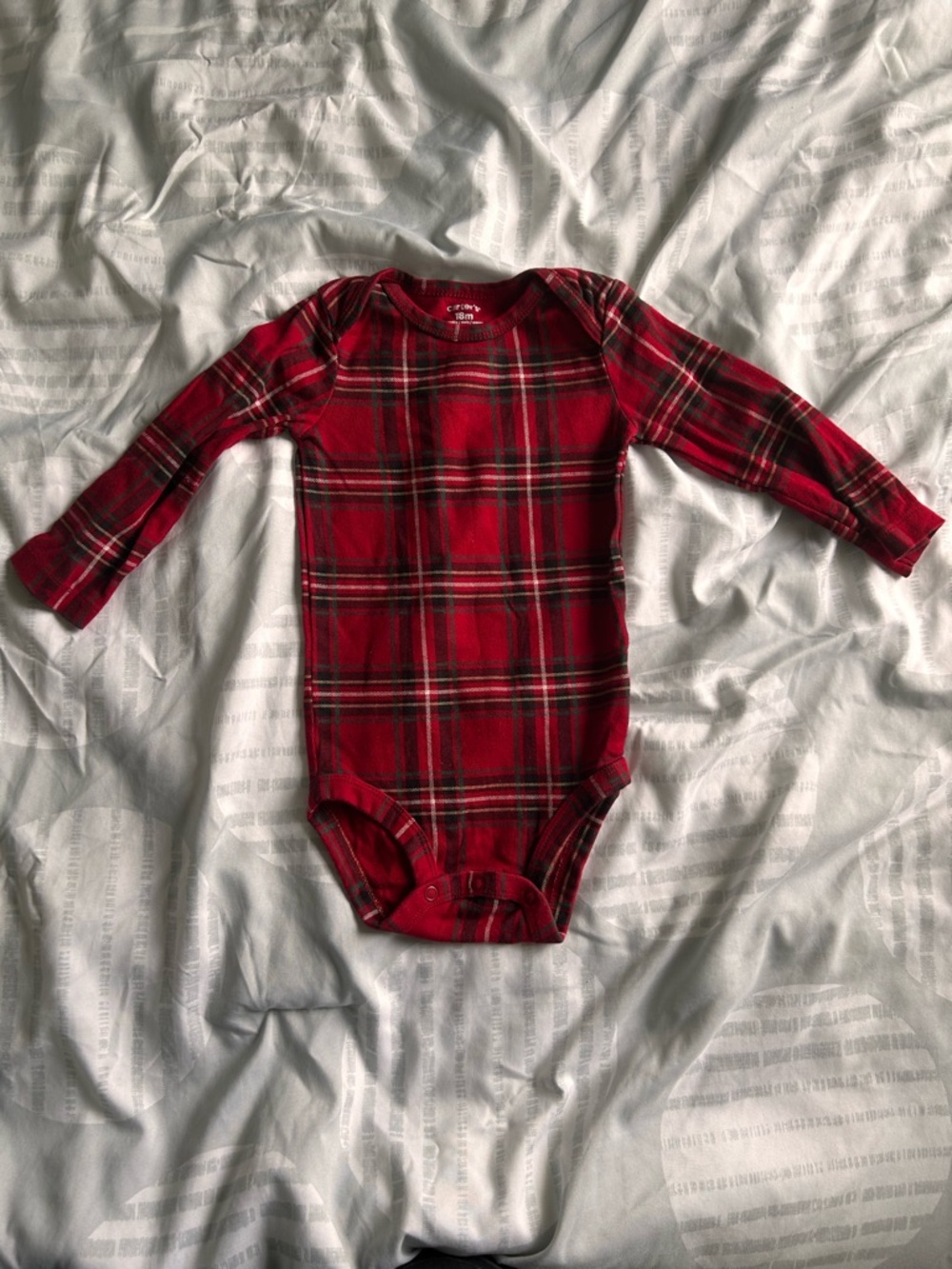 Red Plaid Long-Sleeve Baby One-Piece Onesie